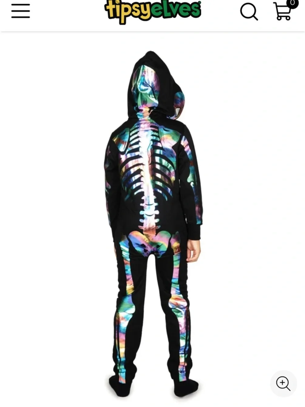 Tipsy Elves Kids Rainbow Skeleton Halloween Costume Youth XS 5 Hooded Jumpsuit